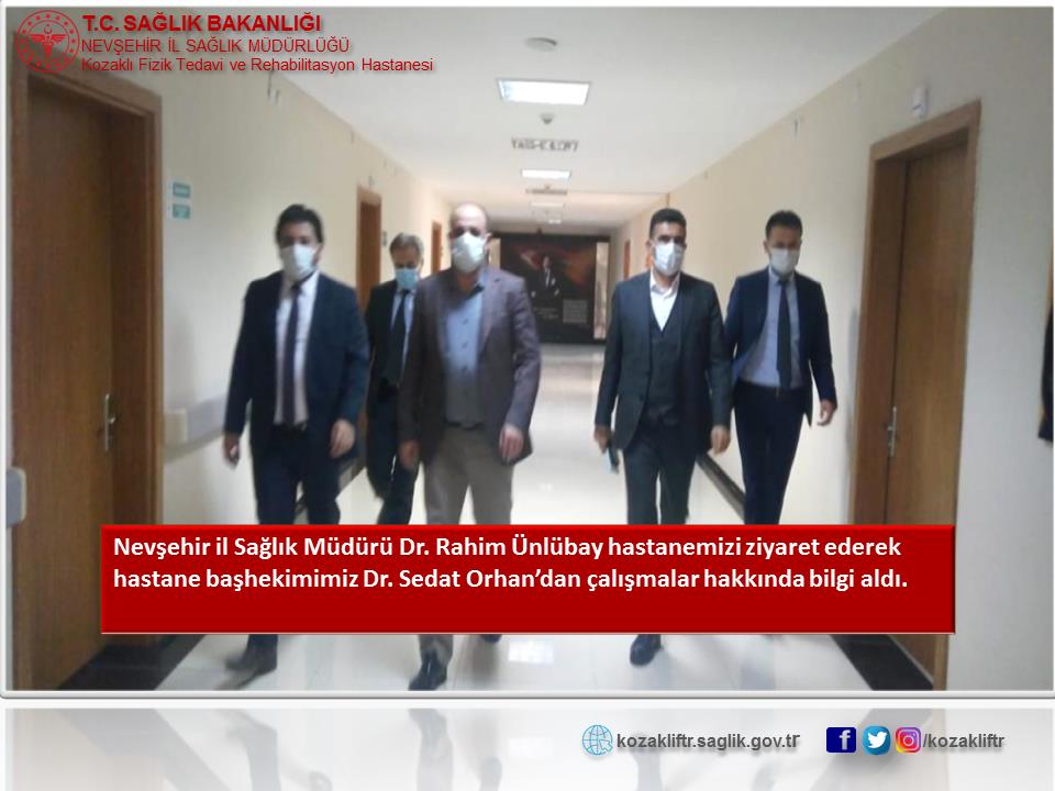 Nevşehir il Sağlık Müdürü Dr. Rahim Ünlübay hastanemizi ziyaret ederek hastane başhekimimiz Dr. Sedat Orhan’dan çalışmalar hakkında bilgi aldı.